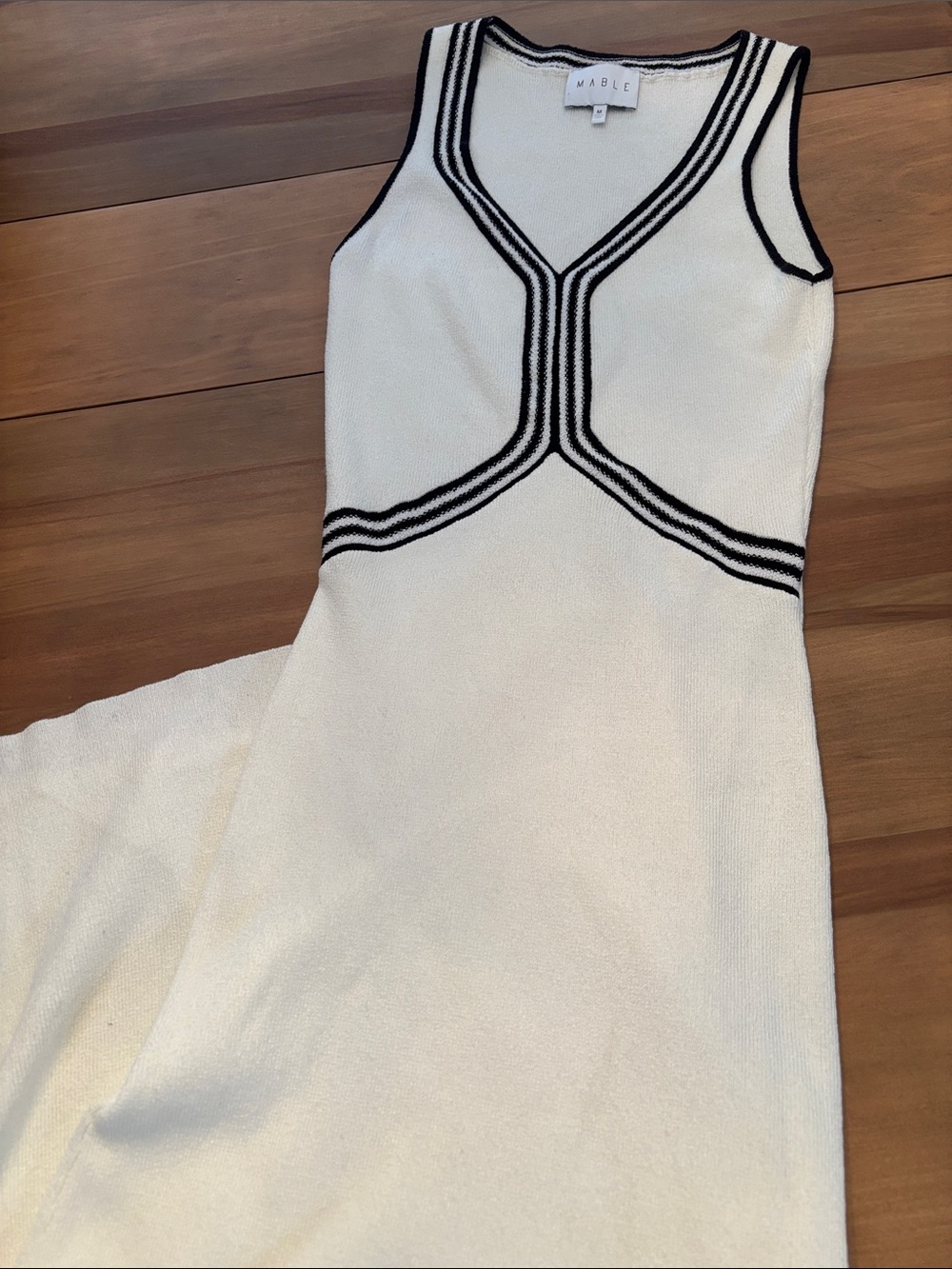 Mable Ivory Maxi Dress with Black Trim Detailing